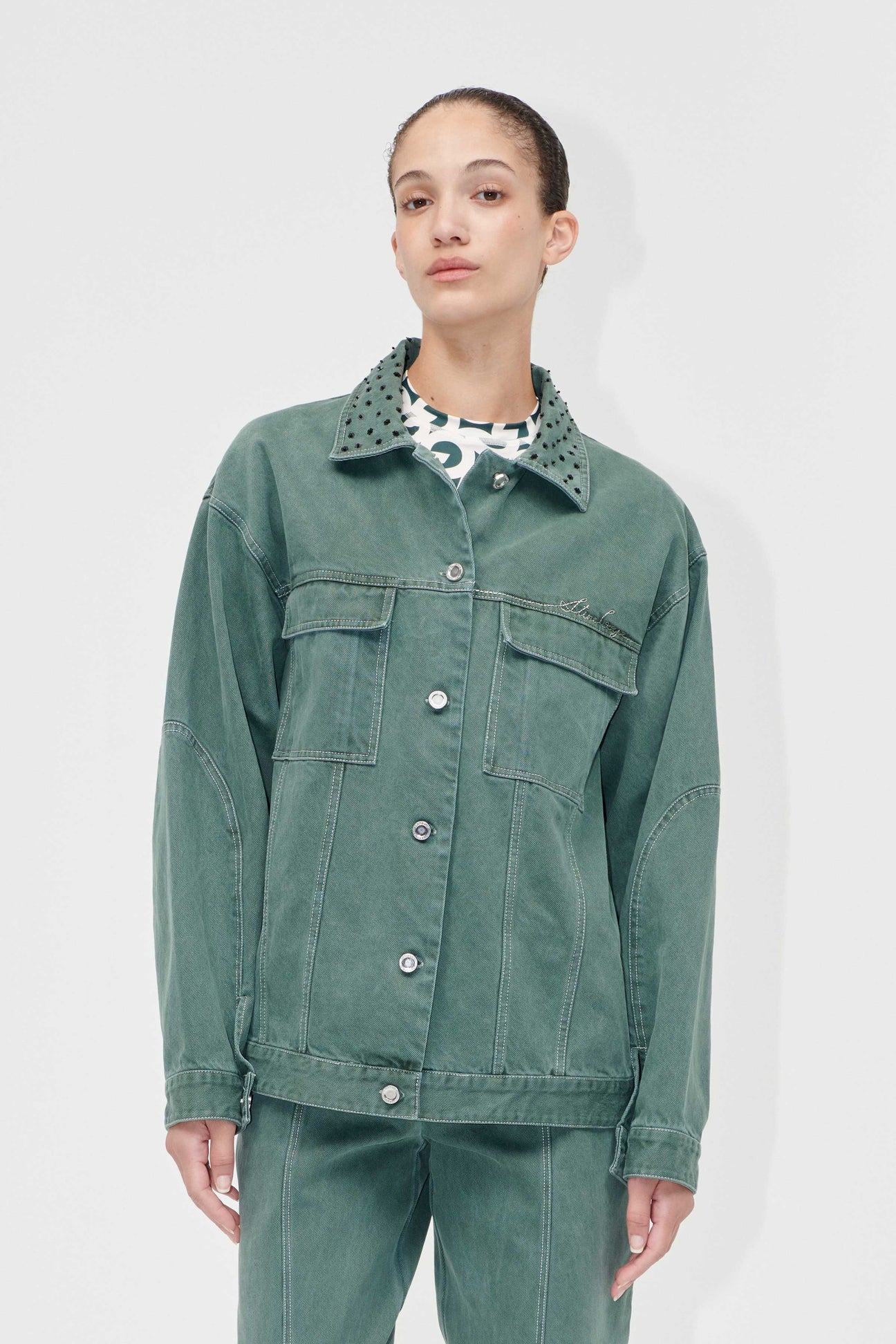Oversized Pockets Jacket - Dark Green
