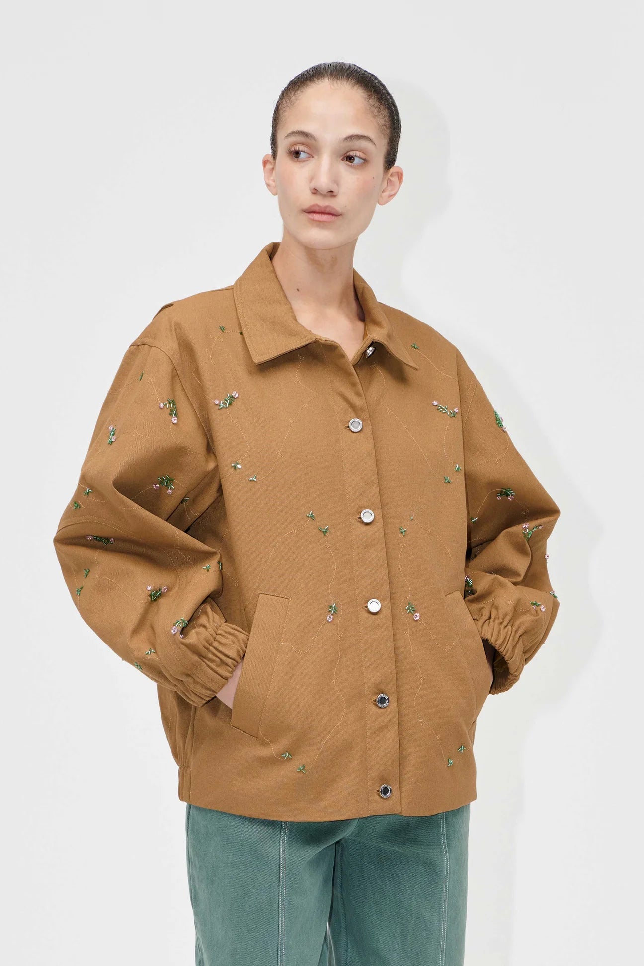 Oversized Utility Workwear Jacket - Wild Flower Beads