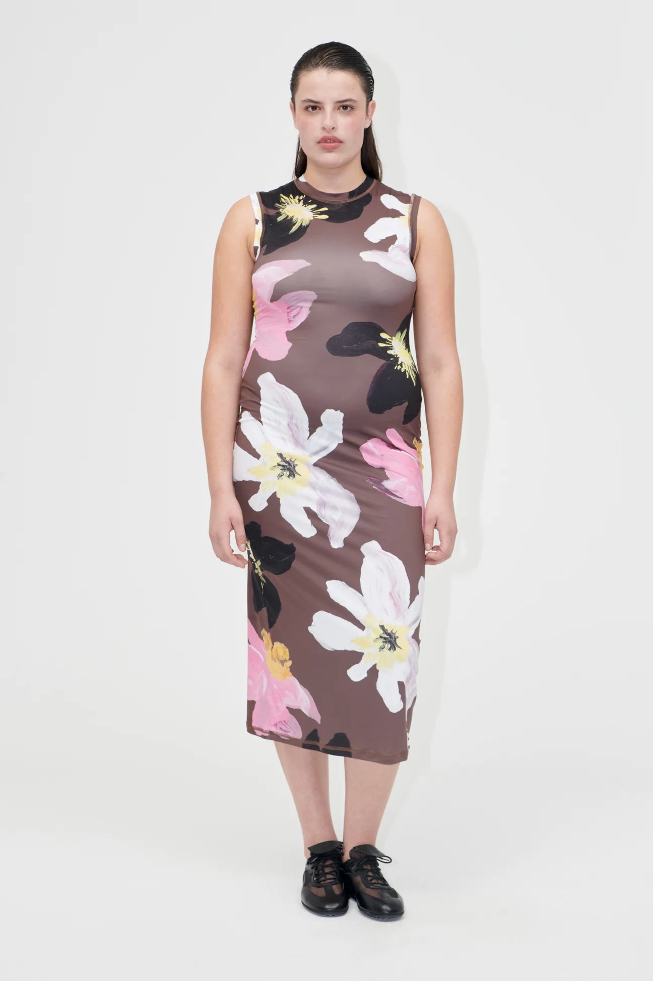 Elastic Tank Crewneck Dress - Wild Flowers