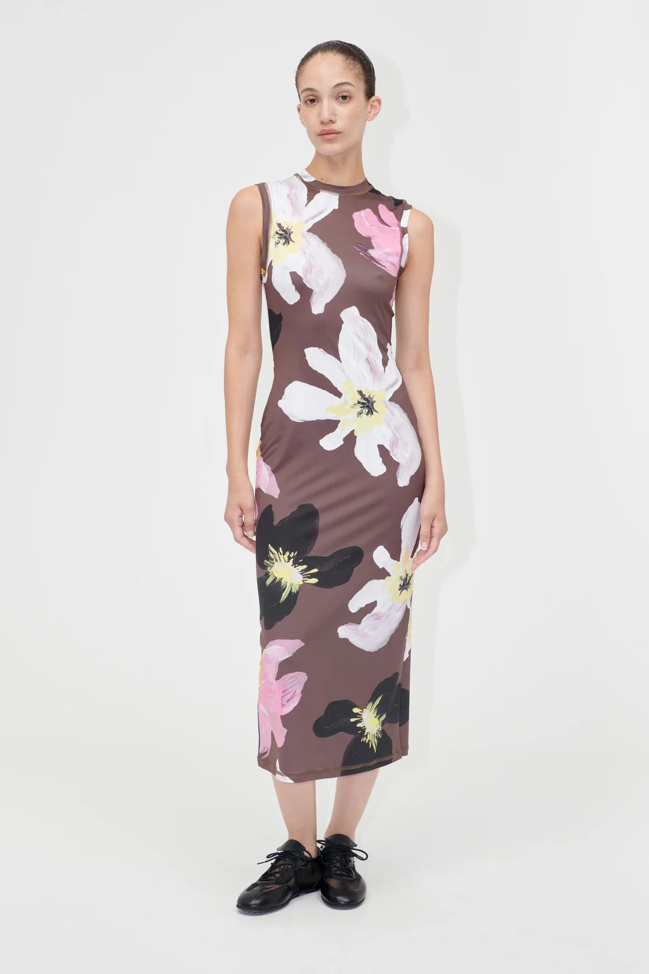 Elastic Tank Crewneck Dress - Wild Flowers