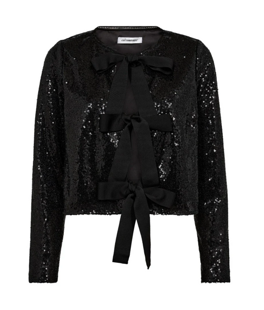 StevieCC Sequin LS Bow Bluse